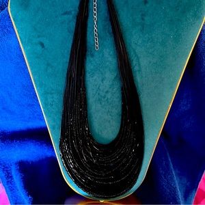 Vintage Layered Strands Seed Tube Bead Bib Necklace Southwestern Estate Jewelry